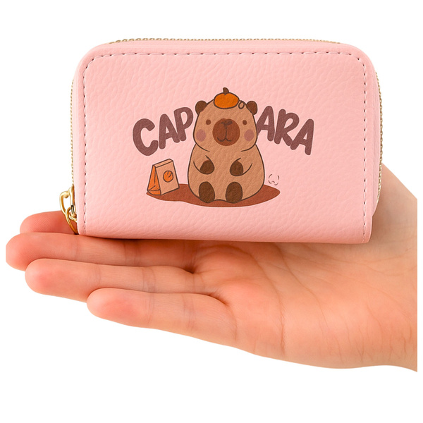 Two-compartment wallet with card compartments Capybara Pink 12.5 x 8.5cm