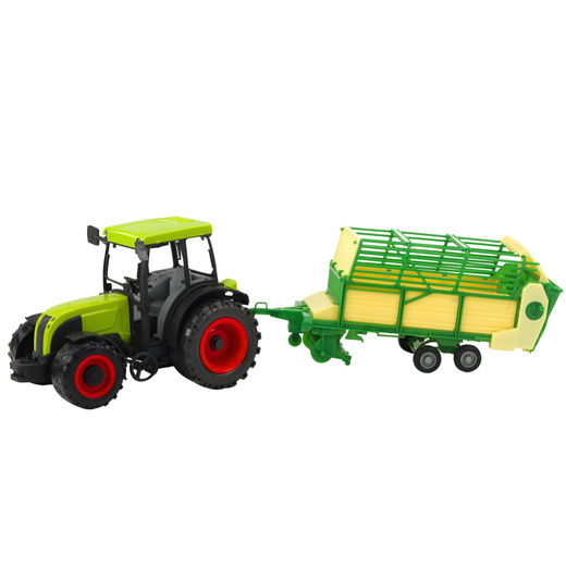 Traktor Rolniczy Farmerski Z Zielono-Żółtą Przyczepą Zielony 50cm 