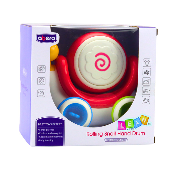 Interactive Snail Riding Drum Musical Educational Red