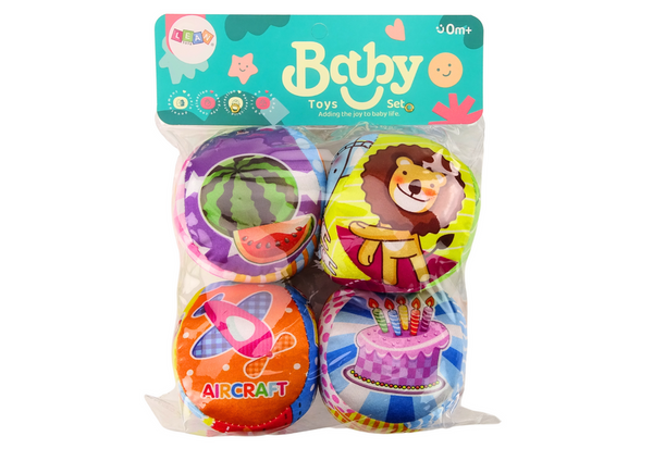 Soft Balls Colorful Educational Rattle Balls 4 pcs. Set