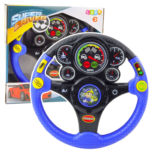 Interactive Steering Wheel For Kids Lights Sounds Vibrations Blue