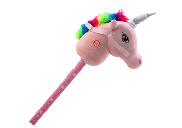 Plush Unicorn Head On A Stick Hobby Horse Pink Unicorn sounds