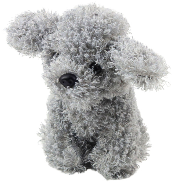 Plush Toy Miniature Poodle Dog, Gray, 20cm