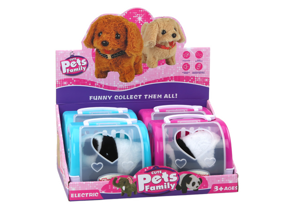 Interaktiver Plüsch-Panda im rosa-blauen Transporter