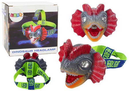 Dinosaur Headlamp Flashlight Adjustable Headband 3 LEDs