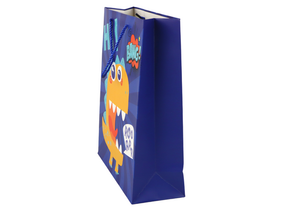 Blue Dinosaur Paper Gift Bag 41.5cm x 30cm x 12cm
