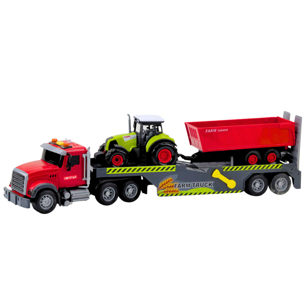 Set LKW-Traktor mit Anhänger, Lichter und Geräusche, Rot
