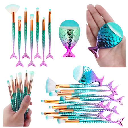 Meerjungfrauenschwanz-Make-up-Pinsel-Set Lila-Grün 8-tlg.