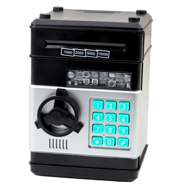 Geldautomat Safe Sparschwein Lichter Sounds PIN Code Schwarz