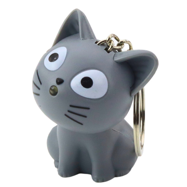Backpack Keychain Kitten LED Flashlight Sounds Gray