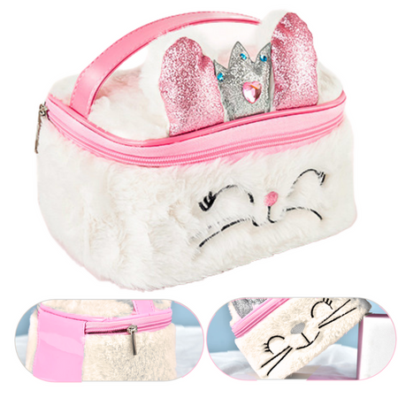 Plush Children's Cosmetic Bag Bunny Glitter White 20cm
