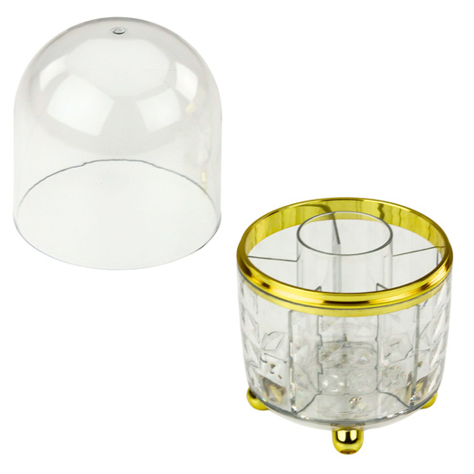 360° Rotating Organizer for Brushes and Cosmetics with Cover, Transparent