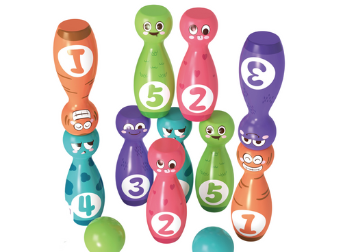 Bowling-Set Smileys Bunte Kugeln 10-tlg