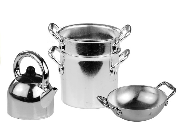 Set of Kitchen Accessories Pots Cutlery Food