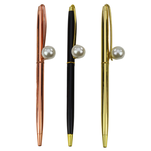 Metal Ballpoint Pen Automatic Pearl Blue Ink 1.0mm