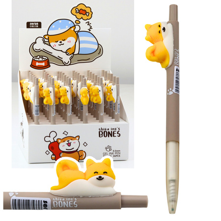 Ballpoint Pen With Yellow Shiba Dog Figure Blue Ink 0.5mm