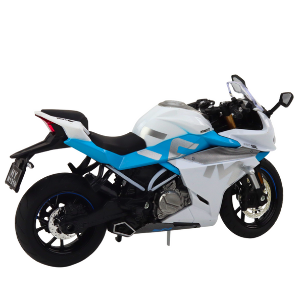 Sports Motorcycle Metal Lights Sounds White Blue 1:12