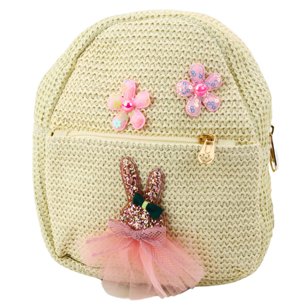 Children's Backpack Embroidered Rabbit In A Dress Flowers 2.5L 20cm