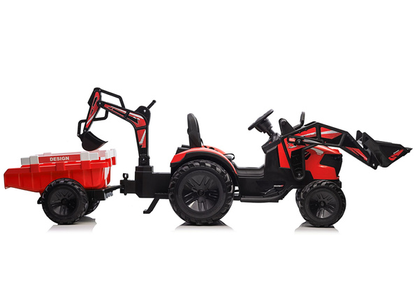 Battery-Powered Excavator with Trailer SX2068 Red