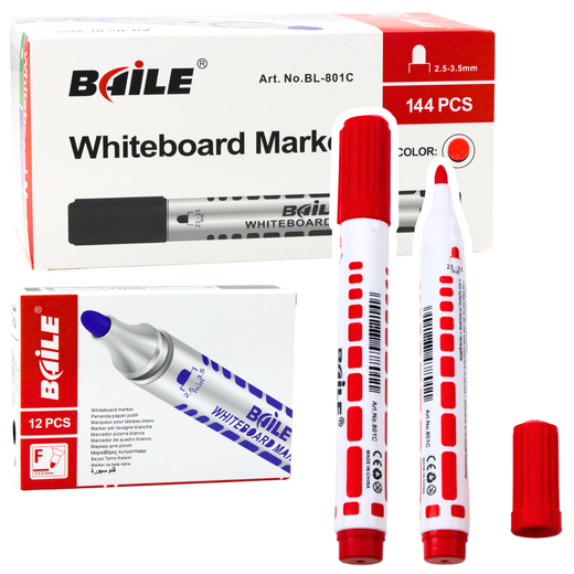 Trocken abwischbare Boardmarker-Set, Rot, 12-teilig