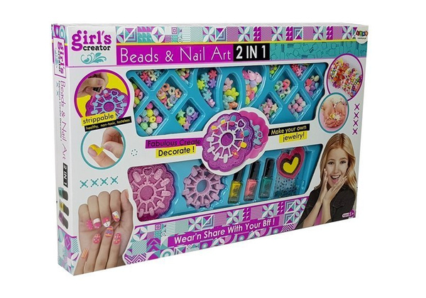 Set von 2 in 1 Armbandherstellung und Nagelmalerei Perlen Nagellacke