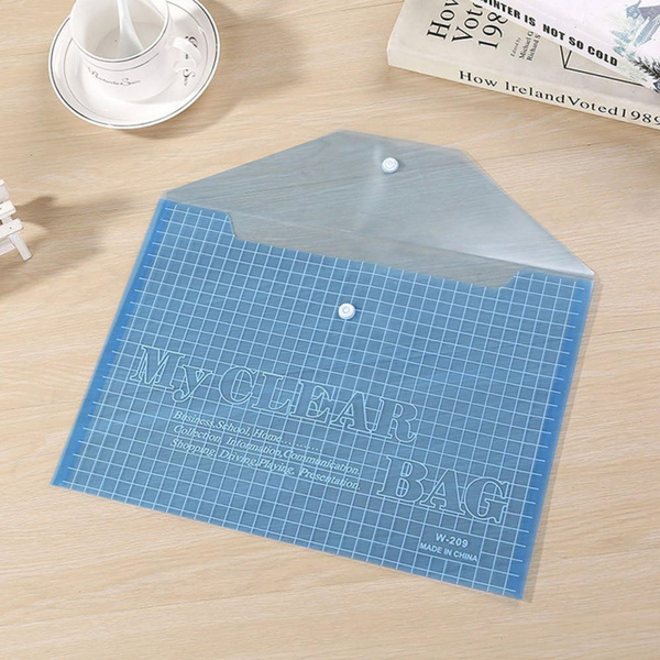 Folder Envelope With Clasp Transparent Blue A4 20 Pieces