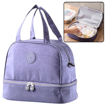 Thermal Insulating Breakfast Bag with Adjustable Strap Purple 27cm