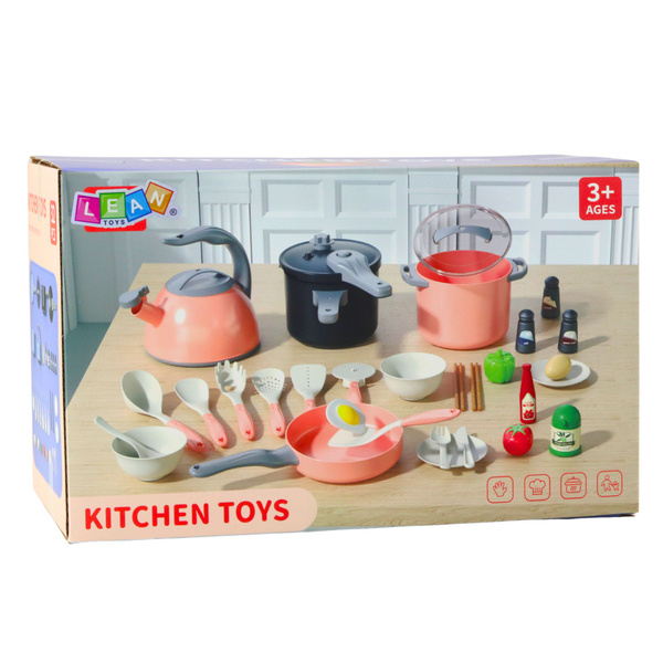 Kitchen Set Pots Cooking Accessories Food Pink 32 pcs.