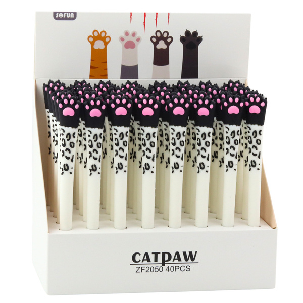 Gelstift mit Katzenpfote, blaue Tinte, schwarze und weiße Kappe 16,5cm