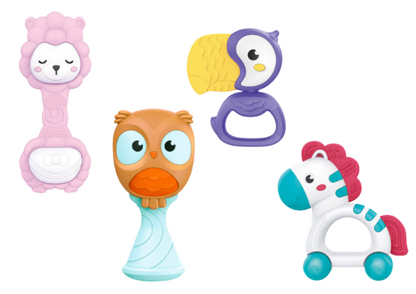 Set of Baby Rattles and Teethers with Animals 8 pcs