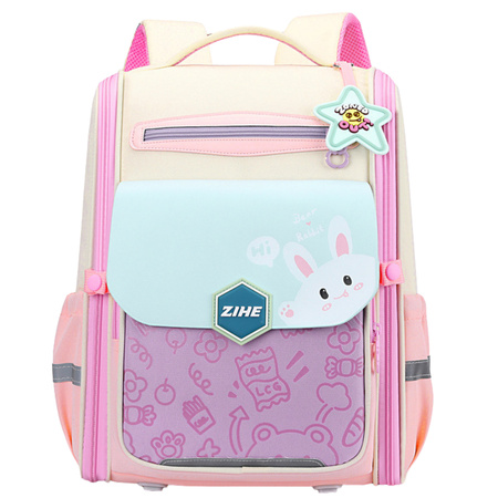 Schulrucksack mit Kaninchen-Brustgurt Pastell 21L