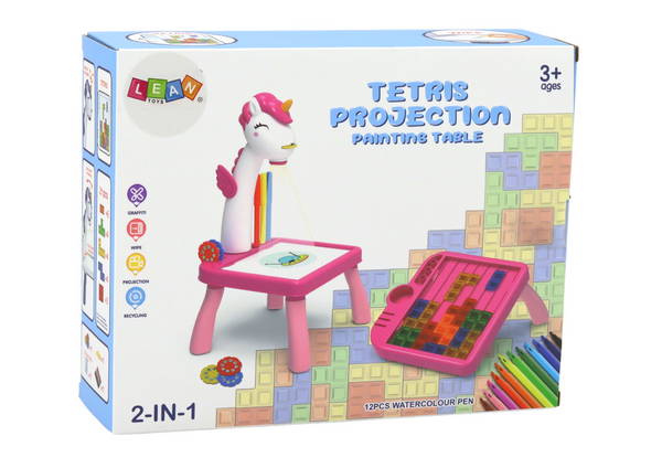 Mini Projector Tetris Table 2in1 Blue Unicorn