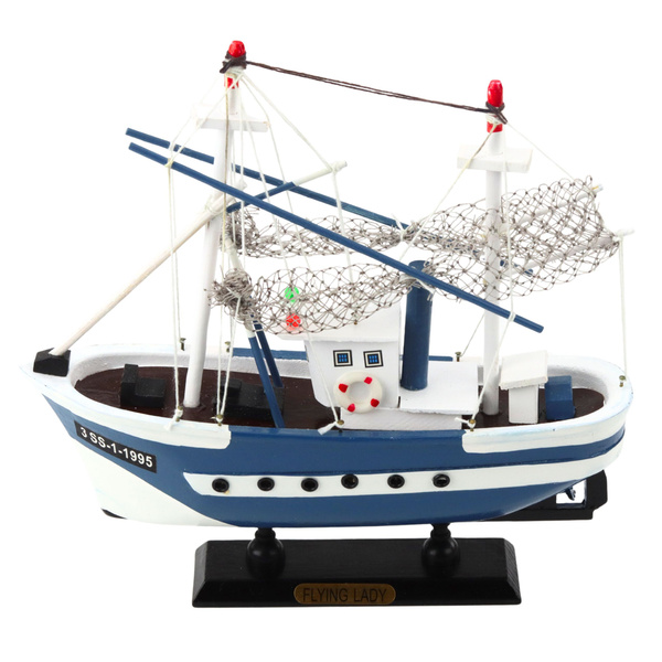 Collectible Model Ship Fishing Boat Flying Lady Blue 24x23cm