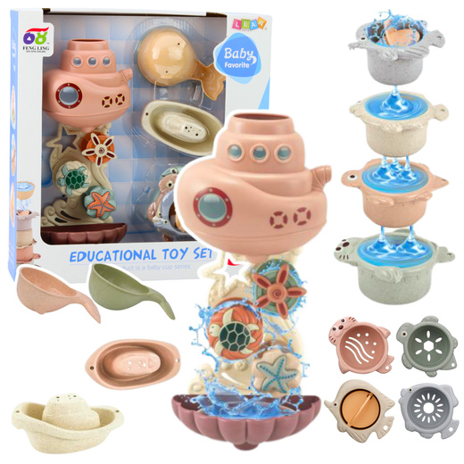 Badespielzeug U-Boot Schiff Tassen Saugnäpfe 9 Stück