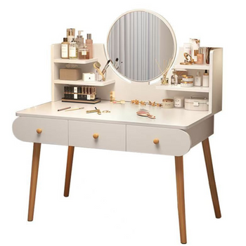 Kosmetiktisch mit Spiegel und drei Schubladen, Weiß, 100 x 40 x 120 cm