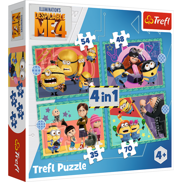 Puzzle - 4 in 1 - Verrückte Minions Trefl 34648
