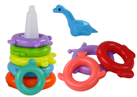 Giraffe Pyramid Puzzle 8 Rings Colorful 29cm x 14cm x 14cm