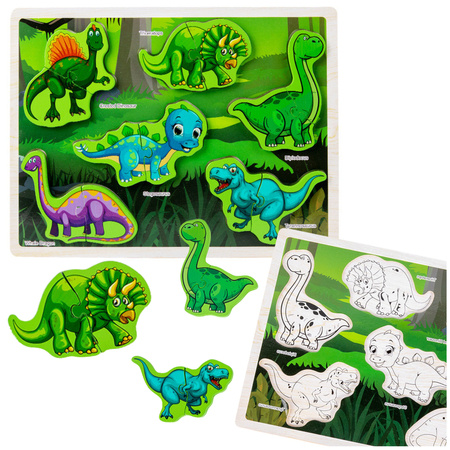 Holzpuzzle Dinosaurier-Puzzleformen, Brett, 12 Teile