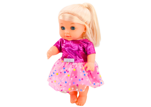 Doll In Pink Dress Peeing Bottle Rattle Sounds