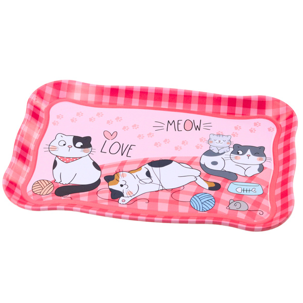 Tee- und Kaffeeset für Kinder, Metall, Katzen, Rosa, 15-teilig