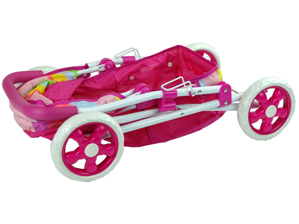 Pink Pushchair for Dolls with Colourful Canopy 66 cm