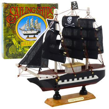 Sammlermodell Dekoratives Piratensegelschiff Schwarz 20x20cm