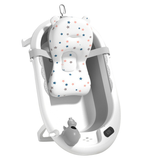 Faltbare Babybadewanne mit Thermometer und Matratze mit Sternen, Grau