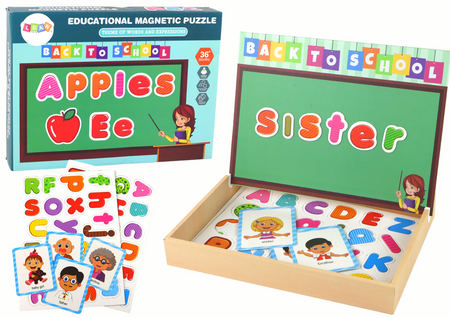 A set of educational magnetic puzzles with a multifunctional board