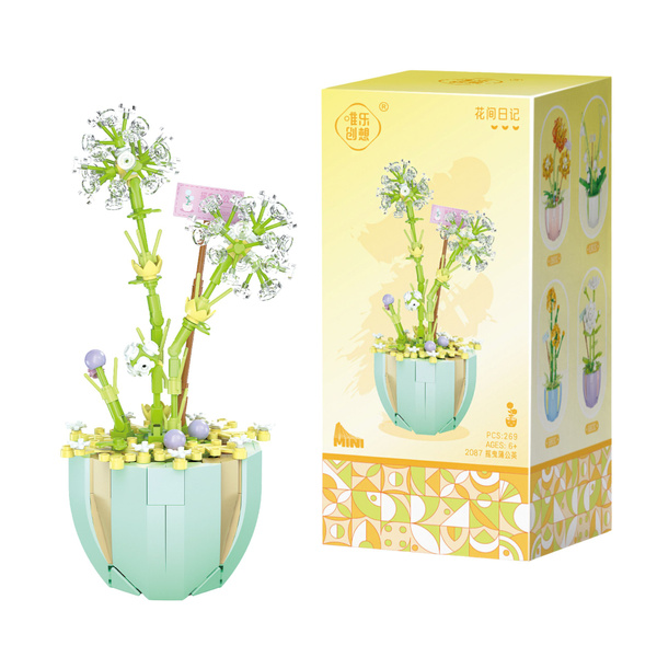 Construction Blocks Flowers in Pots Colorful 269–444 pcs.