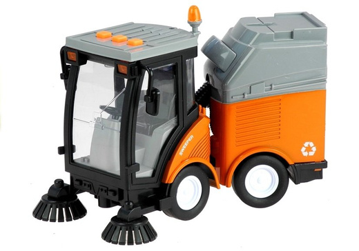 Street Sweeper Bin Lights Sounds Orange 1:16