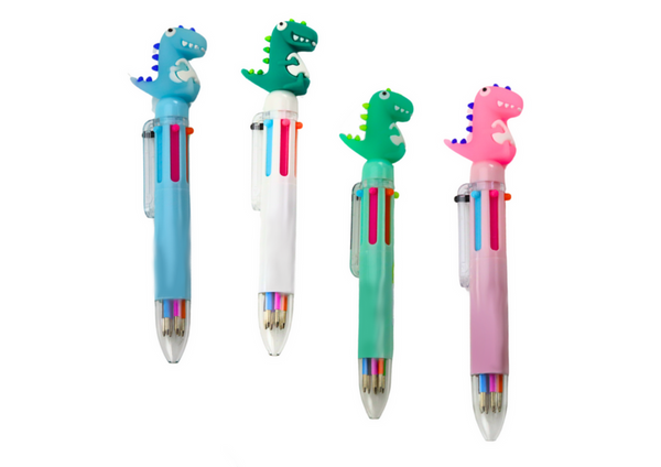 Multicolor Dinosaur Automatic Pen 6 Colors Mix