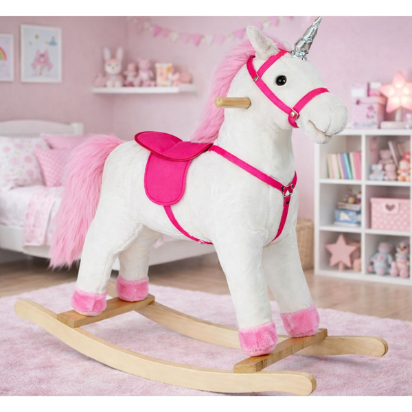 Running Horse Unicorn White Sounds Moves Snout Tail 74 cm