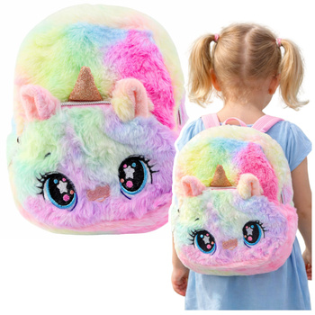 Children's Backpack Plush Unicorn Rainbow Colorful 20cm 3L