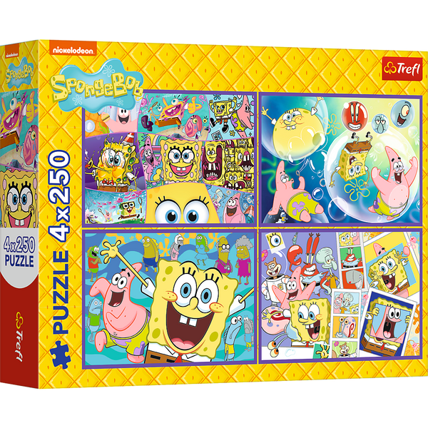 Puzzle - 4x250 - Szalony świat Sponge Boba - Trefl 13342